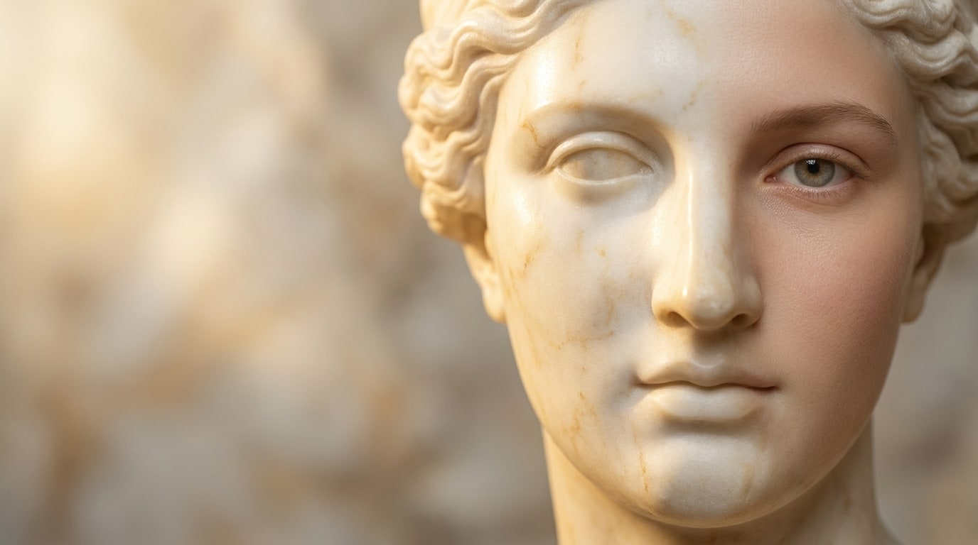 Escultura clásica en mármol — el rostro como obra de arte